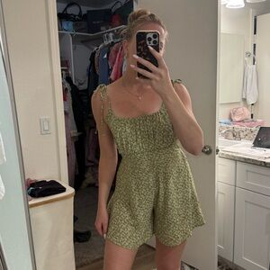 Green Floral Women's Romper